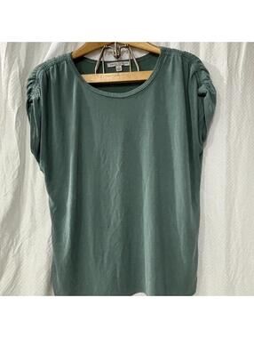 Green Envelope Sage Ruched Sleeve Top
